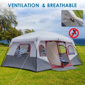 10 Person Red, White, And Gray Two Room Camping Tent