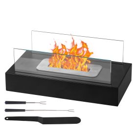 Black 13.8x7.1x5.5in With Windshield, Two Telescopic Forks, Fire Extinguishing Handle, Rectangular, Smokeless Stove, Iron Body, Stainless Steel Combus