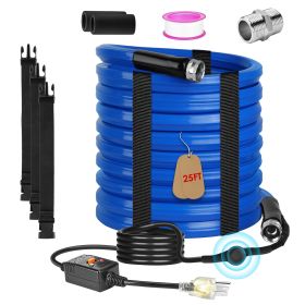 25FT Heated Water Hose for RV with Thermostat Water Line Anti Freeze Protection Down to -45Â°F 5/8' Inner Diameter Heated Drinking Water Hose for Home