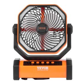 VEVOR Portable Fan Rechargeable 9 inch, Battery Powered Fan with LED Lantern, 4 Speeds Adjustable & 45Â°/90Â°Automatic Swivel & Timer