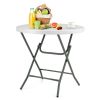 32 Inch Round Foldable Lightweight Table with Double Lockable Doors