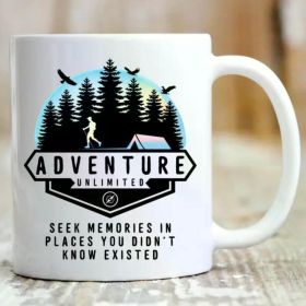 1pc, Adventure Coffee Mug for Hikers Campers Adventurer Gift with Inspirational Quotes Coffee Cup for Travelers