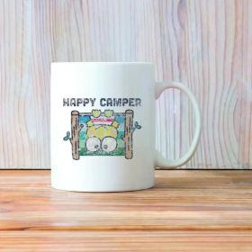Sanrio Keroppi Happy Camper Ceramic Coffee Mug - Insulated Reusable Camping Mug with Cute Frog Design,