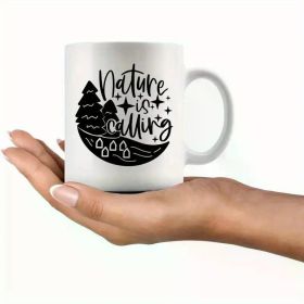 ca1 11-Ounce Ceramic Cup Nature-Inspired Coffee Cup for Outdoor Enthusiasts, Perfect Camping Accessories, Warm