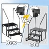 3 Step Ladder with Handrail, Swimming Pool Ladder Above Ground, 660 lb Load Capacity RV Steps with Anti-Slip Panel