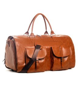 Portable Folding Outdoor Multifunctional Luggage Bag (Option: Brown-56cmÃ—33cmÃ—32cm)