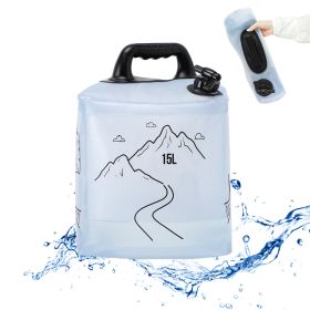 15L Camping Water Tanks Portable Outdoor Travel Hiking Large Capacity Water Storage Equipment Home Living Water Bag Emergency Car Foldable Water Conta (Option: 15L-Transparent A)