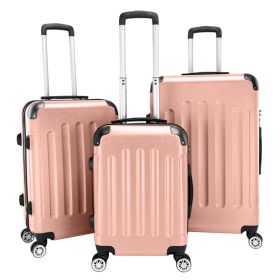 3-in-1 Portable ABS Trolley Case (Color: pink)