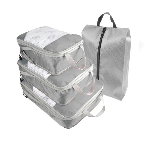 Packing Cubes for Travel, 4 Pcs Travel Cubes Storage Set with Shoe Bag Suitcase Organizer Lightweight Luggage for Travel Accessories