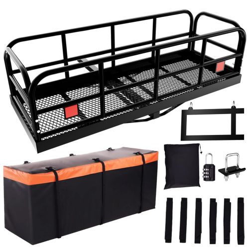 Trailer Hitch Cargo Carrier 500 Lbs,Heavy Duty Hitch Basket,Folding Cargo Carrier Hitch Mount Fits 2" Hitch Receiver with Waterproof Cargo Bag