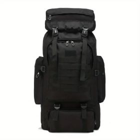 21.13 Gallon Tactical Camo Backpack - Water-resistant, lightweight, high-capacity outdoor travel and hiking gear with adjustable shoulder straps (Color: Black)
