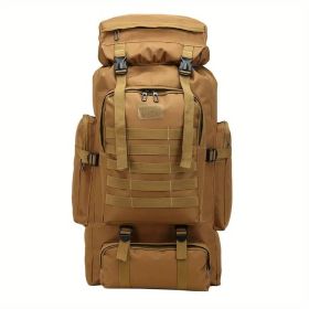 21.13 Gallon Tactical Camo Backpack - Water-resistant, lightweight, high-capacity outdoor travel and hiking gear with adjustable shoulder straps (Color: Khaki)