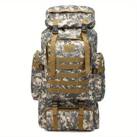 21.13 Gallon Tactical Camo Backpack - Water-resistant, lightweight, high-capacity outdoor travel and hiking gear with adjustable shoulder straps (Color: Gray)
